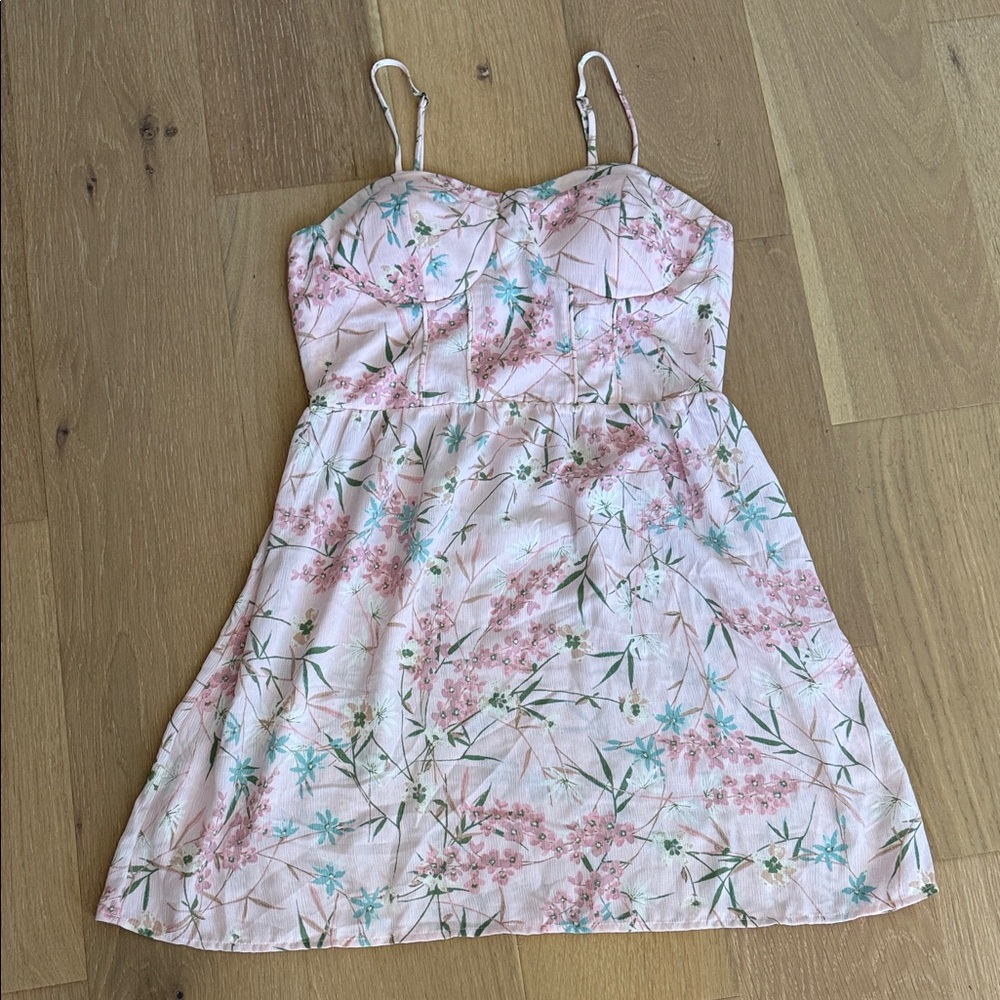 Medium ' Pink Floral Sundress with Spaghetti Straps